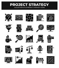Project Strategy Icons: 25 Essential Icons for Business Planning
