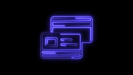 Glowing neon credit cards and identification card with futuristic cyberpunk aesthetic overlay - Powered by Adobe