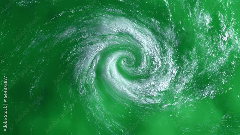 Poster seamless green screen chroma key animation featuring swirling cloud vortex, providing dynamic transi