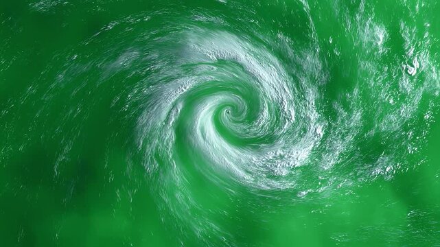 Seamless green screen chroma key animation featuring swirling cloud vortex, providing dynamic transition effect for professional video compositing and sophisticated special effects
