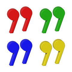 Quotation marks presented in a vibrant array of colors creates a visually striking graphic element ideal for design projects emphasizing communication or creative expression, transparent background