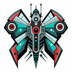futuristic mechanical butterfly vector design White Background vectors