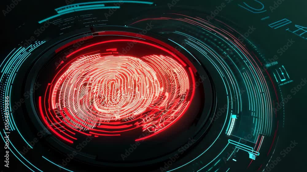 Aufkleber abstract digital fingerprint in circular motion with red glow