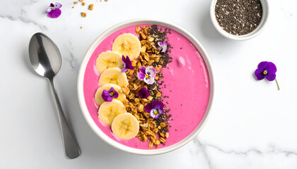 Healthy Pink Smoothie Bowl with Fresh Toppings
