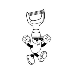 Retro character design from angry peeler outline