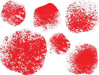 A collection of abstract red paint splatters, blots, and textures, featuring various overlapping and dispersed patterns, creating a visually dynamic and artistic composition.
