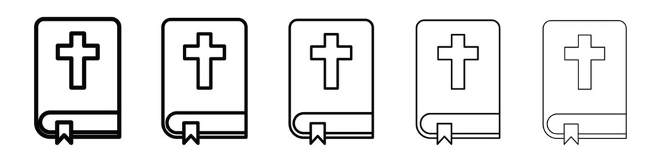 Bible icon web Vector collection in black strokes