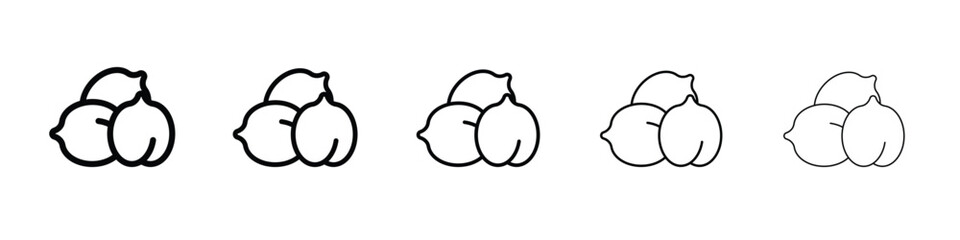 Chickpeas hummus icon web Vector collection in black strokes