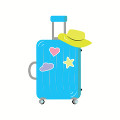 vector illustration of a travel suitcase with a hat