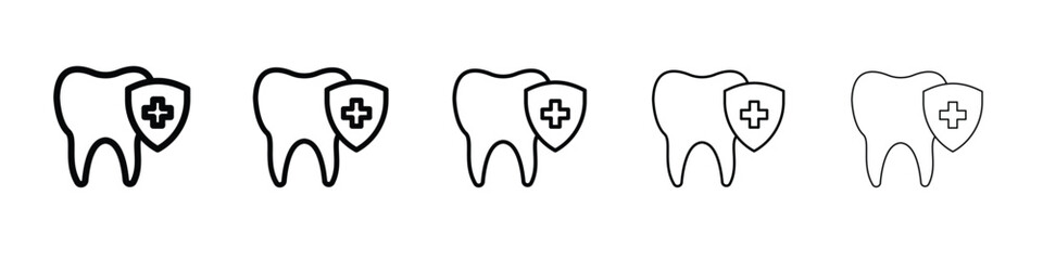 Dental insurance icon web Vector collection in black strokes