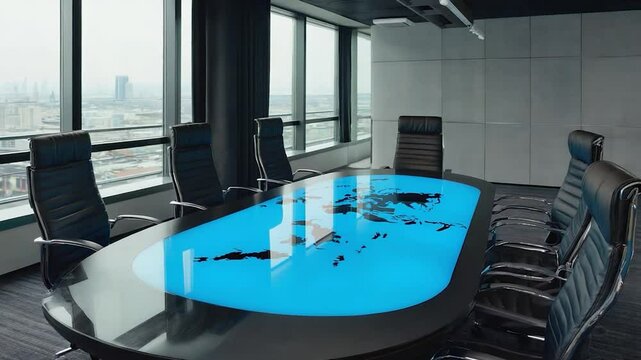 Modern conference table world map design