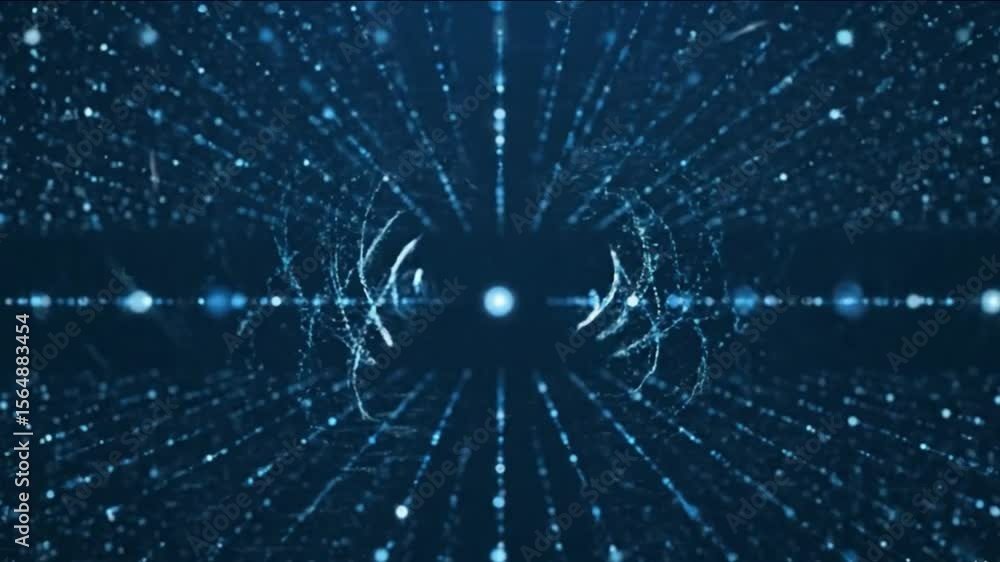 Poster Abstract Technology Network Connection Lines and Particles Background