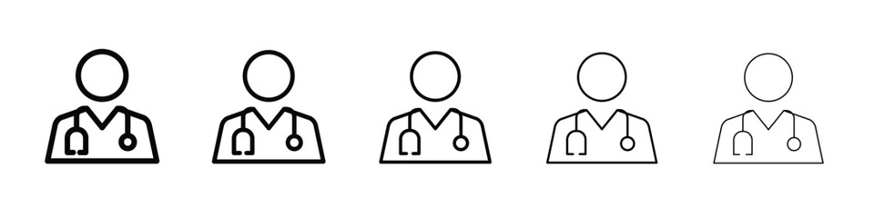 Doctor icon web Vector collection in black strokes