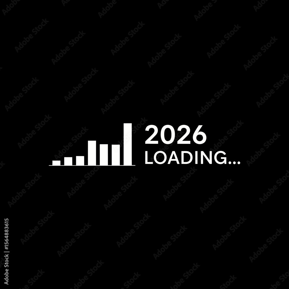 Fototapete a loading bar with the year 2026 on a black background