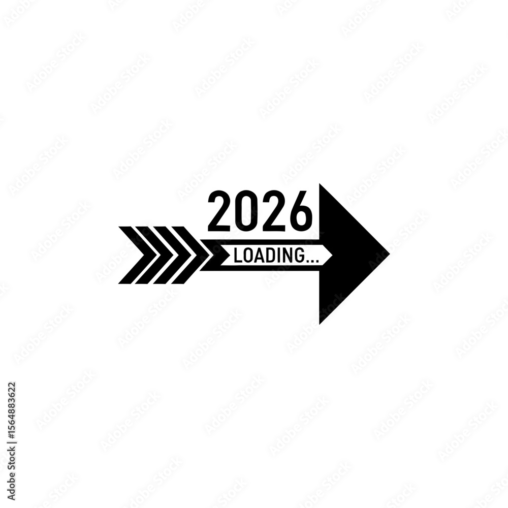 Poster an arrow with the year 2026 loading isolated on white background