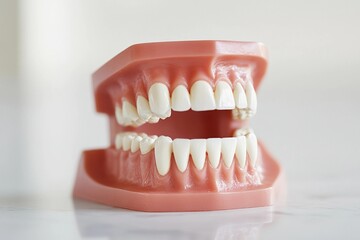 Obraz premium Dental implant positioned securely in the jaw surrounded by natural teeth demonstrating effective oral restoration