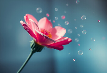 Zarte Fr&uuml;hlingsblume mit Tautropfen &ndash; M&auml;rchenhafte Nahaufnahme