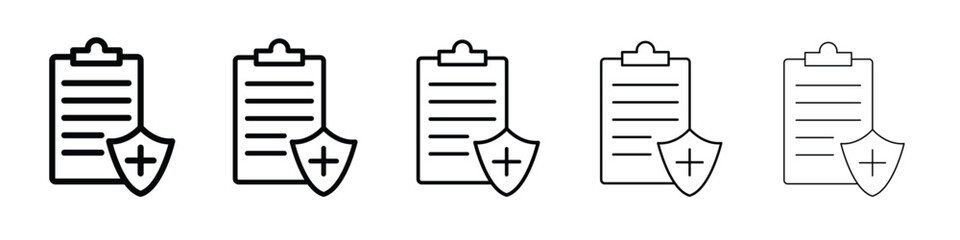 Health insurance icon web Vector collection in black strokes