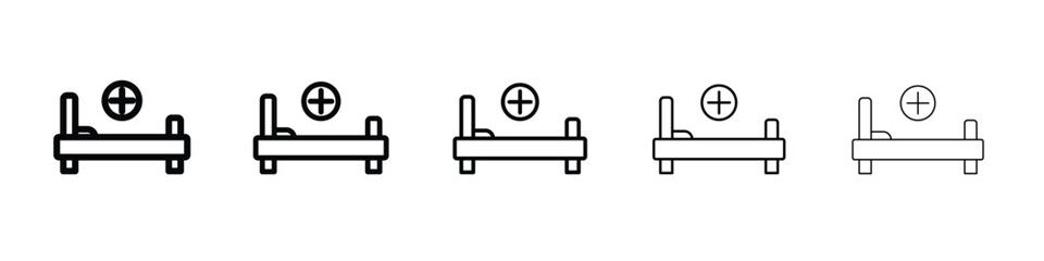Hospital bed icon web Vector collection in black strokes