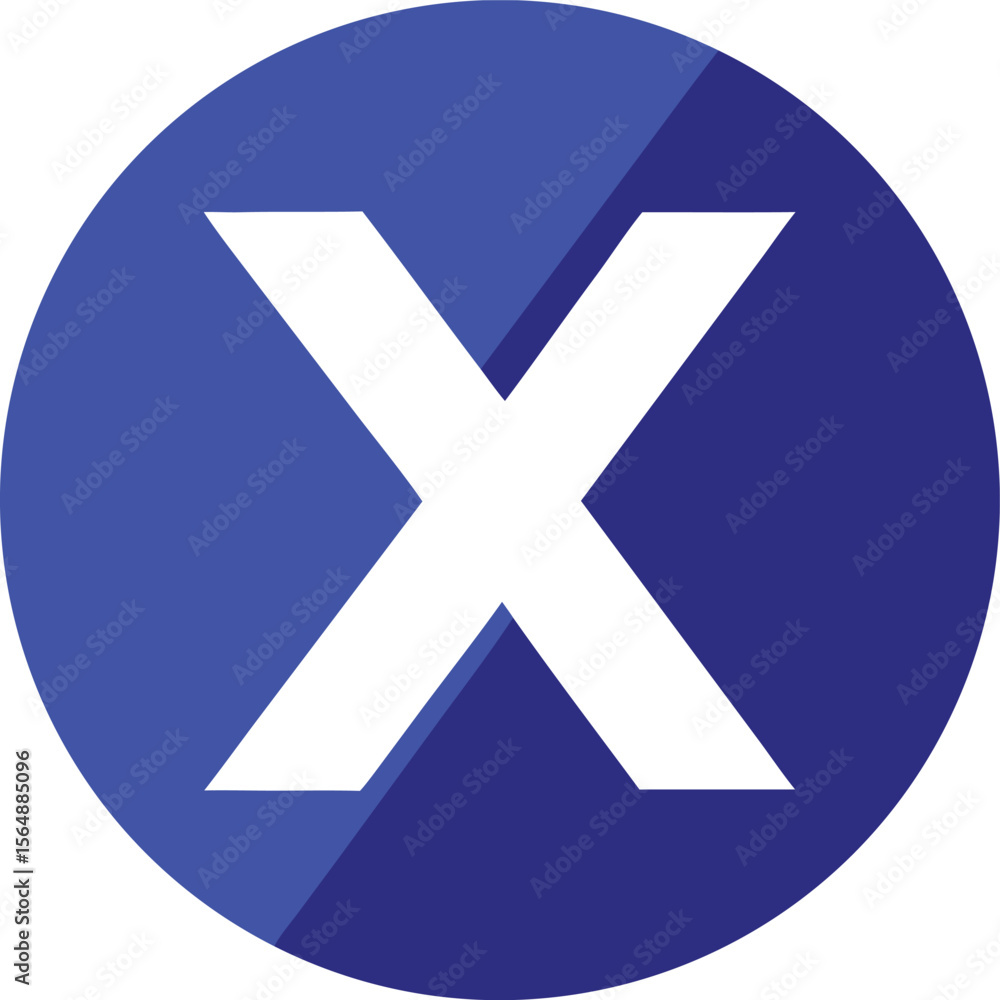 Poster blue cross mark web button design with a negative symbol illustration
