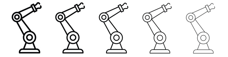 Industrial robot icon web Vector collection in black strokes