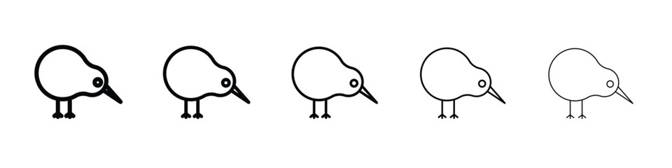 Kiwi bird icon web Vector collection in black strokes