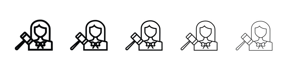 Lawyer icon web Vector collection in black strokes