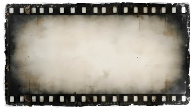 Cinematic Grunge Film Frame Edge – Isolated Transparent PNG.