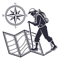 Clean Vector Silhouette of Map Icon Isolated on White Background for Location, Navigation