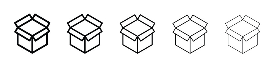 Open box icon web Vector collection in black strokes