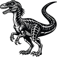 Monochromatic Illustration of a Raptor Dinosaur