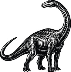 Engraved Illustration of a Gigantic Sauropod Dinosaur © BAPJAN IT