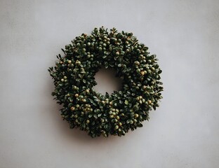 Green Wreath of Tiny Flowers On White