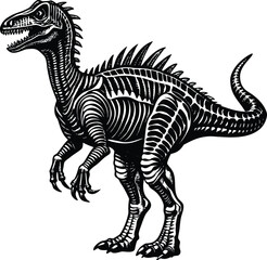 Fototapeta premium Detailed Illustration of a Dinosaur Skeleton A Stunning Black and White Drawing