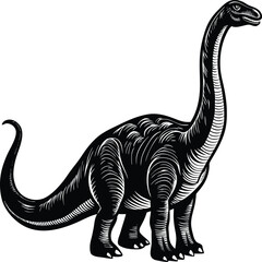 Engraved Illustration of a Majestic Sauropod Dinosaur © BAPJAN IT