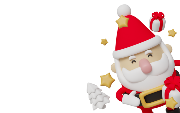 3D illustration of Santa Claus in cartoon style, wearing red hat. Ideal for New Year and Christmas design projects, social media posts, and print materials. - Powered by Adobe