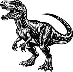 Powerful Allosaurus Dinosaur Illustration Vintage Style Vector Art