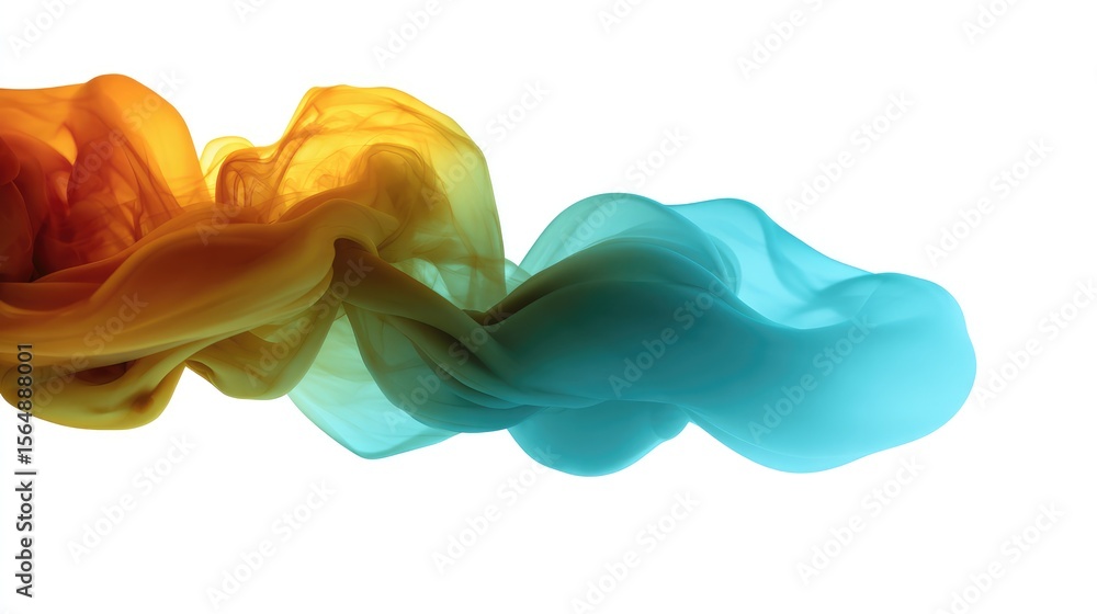 Poster abstract swirl of colorful smoke or ink in water over a white background, representing imagination a