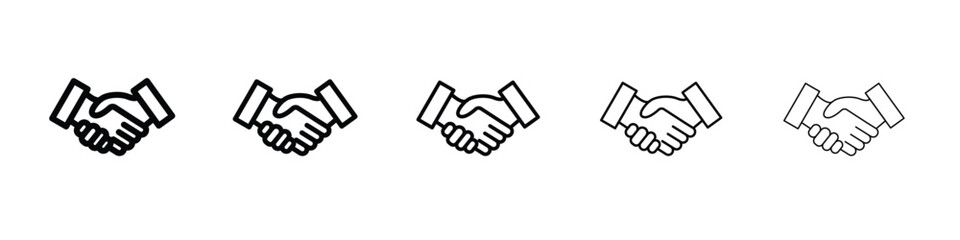 Shake hands icon web Vector collection in black strokes
