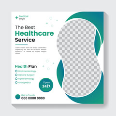Modern medical healthcare service social media post design template, medical post design template
