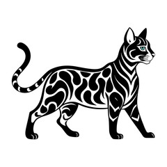 Walking Bengal Cat Silhouette with Muscular Body