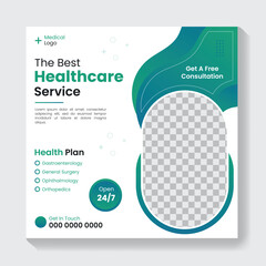 Modern medical healthcare service social media post design template, Instagram post template, medical post design
