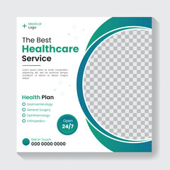 Modern medical healthcare service social media post design template, Instagram post template, medical post design
