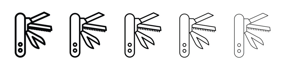 Swiss Knife icon web Vector collection in black strokes