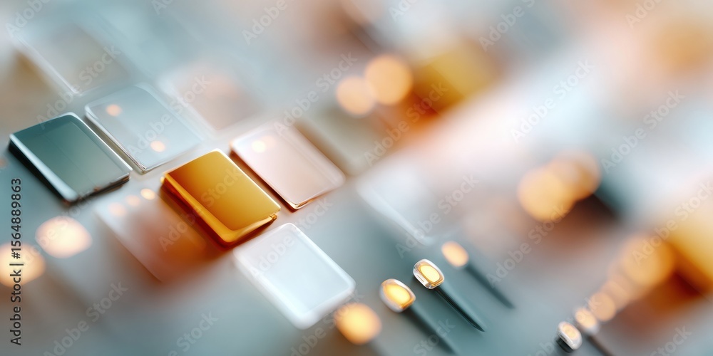 Poster Quantum germanium semiconductor sensor array with laser emitters for optoelectronic innovation on laboratory bench - high-performance tech marketing concept