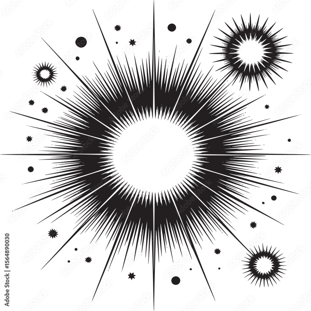 Poster black and white burst vector graphic design element for abstract backgrounds and modern illustration