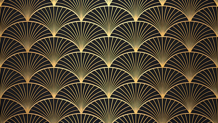 Seamless pattern with gold geometric ornament. Vector abstract background.