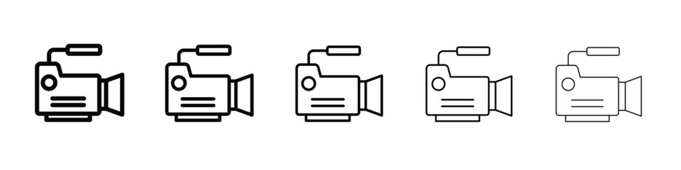 Video camera icon web Vector collection in black strokes