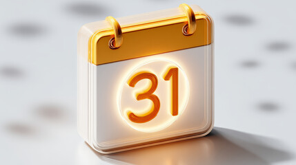 A glowing gold calendar displays the number 31, highlighting a specific day