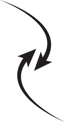 Two black arrows swirling in opposite directions
